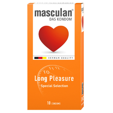 Bao cao su Masculan, có gân, kéo dài thời gian, của Đức, hộp 10s